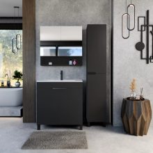 HD Paris Matt Black 35 cm széles álló magasszekrény, matt fekete elemekkel