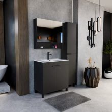 HD Paris Matt Black 35 cm széles álló magasszekrény, matt fekete elemekkel