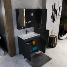 HD Paris Matt Black 35 cm széles álló magasszekrény, matt fekete elemekkel