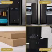 HD Paris Matt Black 35 cm széles álló magasszekrény, matt fekete elemekkel