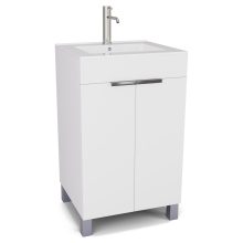 HD Paris Matt White 50 álló mosdószekrény fényes króm elemekkel és fényes fehér slim mosdóval