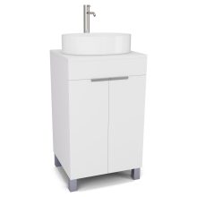 HD Paris Matt White 50 álló mosdószekrény matt fehér mosdópulttal és szálcsiszolt króm elemekkel