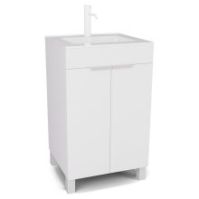 HD Paris Matt White 50 álló mosdószekrény matt fehér elemekkel és fényes fehér slim mosdóval