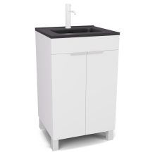 HD Paris Matt White 50 álló mosdószekrény matt fehér elemekkel és matt fekete slim mosdóval