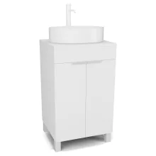 HD Paris Matt White 50 álló mosdószekrény matt fehér mosdópulttal és matt fehér elemekkel