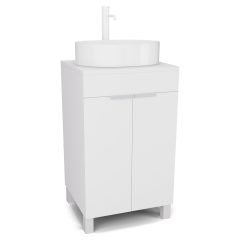   HD Paris Matt White 50 álló mosdószekrény matt fehér mosdópulttal és matt fehér elemekkel
