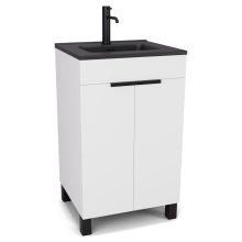 HD Paris Matt White 50 álló mosdószekrény matt fekete elemekkel és matt fekete slim mosdóval