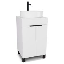 HD Paris Matt White 50 álló mosdószekrény matt fehér mosdópulttal és matt fekete elemekkel