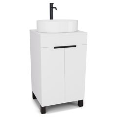   HD Paris Matt White 50 álló mosdószekrény matt fehér mosdópulttal és matt fekete elemekkel