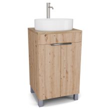 HD Paris Oak 50 álló mosdószekrény tölgyfa színű mosdópulttal és fényes króm elemekkel