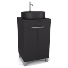 HD Paris Matt Black 50 álló mosdószekrény matt fekete mosdópulttal és szálcsiszolt króm elemekkel