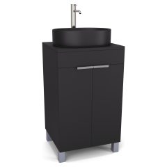   HD Paris Matt Black 50 álló mosdószekrény matt fekete mosdópulttal és szálcsiszolt króm elemekkel