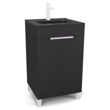 HD Paris Matt Black 50 álló mosdószekrény matt fehér elemekkel és matt fekete slim mosdóval