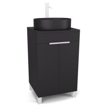 HD Paris Matt Black 50 álló mosdószekrény matt fekete mosdópulttal és matt fehér elemekkel