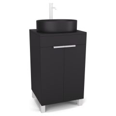   HD Paris Matt Black 50 álló mosdószekrény matt fekete mosdópulttal és matt fehér elemekkel
