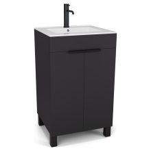 HD Paris Matt Black 50 álló mosdószekrény matt fekete elemekkel és fényes fehér slim mosdóval