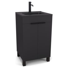 HD Paris Matt Black 50 álló mosdószekrény matt fekete elemekkel és matt fekete slim mosdóval