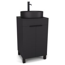 HD Paris Matt Black 50 álló mosdószekrény matt fekete mosdópulttal és matt fekete elemekkel