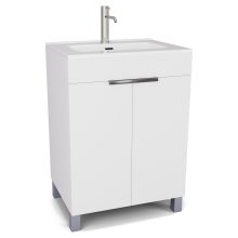 HD Paris Matt White 60 álló mosdószekrény fényes króm elemekkel és fényes fehér slim mosdóval