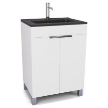 HD Paris Matt White 60 álló mosdószekrény fényes króm elemekkel és matt fekete slim mosdóval