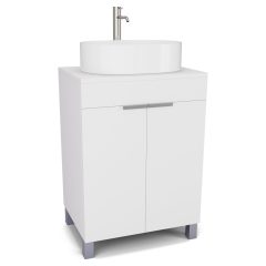   HD Paris Matt White 60 álló mosdószekrény matt fehér mosdópulttal és szálcsiszolt króm elemekkel