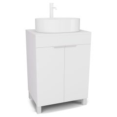   HD Paris Matt White 60 álló mosdószekrény matt fehér mosdópulttal és matt fehér elemekkel