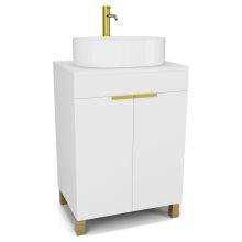 HD Paris Matt White 60 álló mosdószekrény matt fehér mosdópulttal és szálcsiszolt arany elemekkel