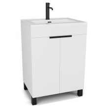 HD Paris Matt White 60 álló mosdószekrény matt fekete elemekkel és fényes fehér slim mosdóval