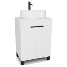 HD Paris Matt White 60 álló mosdószekrény matt fehér mosdópulttal és matt fekete elemekkel