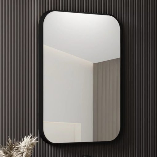 HD Paris Matt White 60 álló mosdószekrény matt fehér mosdópulttal és matt fekete elemekkel