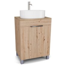 HD Paris Oak 60 álló mosdószekrény tölgyfa színű mosdópulttal és fényes króm elemekkel