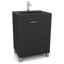 HD Paris Matt Black 60 álló mosdószekrény fényes króm elemekkel és matt fekete slim mosdóval