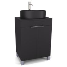 HD Paris Matt Black 60 álló mosdószekrény matt fekete mosdópulttal és fényes króm elemekkel