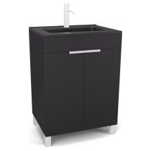 HD Paris Matt Black 60 álló mosdószekrény matt fehér elemekkel és matt fekete slim mosdóval