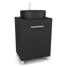 HD Paris Matt Black 60 álló mosdószekrény matt fekete mosdópulttal és matt fehér elemekkel