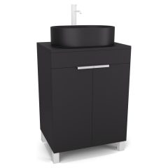   HD Paris Matt Black 60 álló mosdószekrény matt fekete mosdópulttal és matt fehér elemekkel