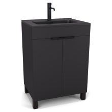 HD Paris Matt Black 60 álló mosdószekrény matt fekete elemekkel és matt fekete slim mosdóval