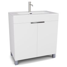 HD Paris Matt White 80 álló mosdószekrény fényes króm elemekkel és fényes fehér slim mosdóval