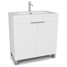 HD Paris Matt White 80 álló mosdószekrény szálcsiszolt króm elemekkel és fényes fehér slim mosdóval