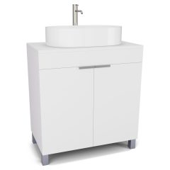   HD Paris Matt White 80 álló mosdószekrény matt fehér mosdópulttal és szálcsiszolt króm elemekkel