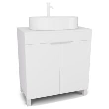 HD Paris Matt White 80 álló mosdószekrény matt fehér mosdópulttal és matt fehér elemekkel