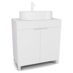   HD Paris Matt White 80 álló mosdószekrény matt fehér mosdópulttal és matt fehér elemekkel