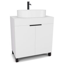 HD Paris Matt White 80 álló mosdószekrény matt fehér mosdópulttal és matt fekete elemekkel