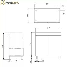 HD Paris Oak 80 álló mosdószekrény fényes króm elemekkel és fényes fehér slim mosdóval