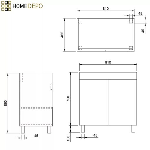 HD Paris Oak 80 álló mosdószekrény fényes króm elemekkel és fényes fehér slim mosdóval