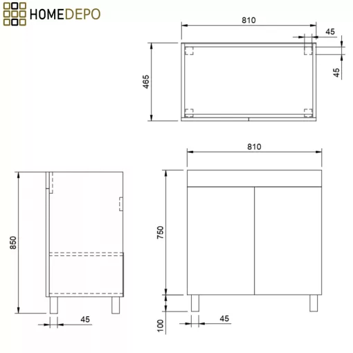 HD Paris Oak 80 álló mosdószekrény fényes króm elemekkel és fényes fehér slim mosdóval
