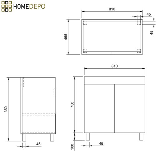 HD Paris Oak 80 álló mosdószekrény szálcsiszolt króm elemekkel és fényes fehér slim mosdóval
