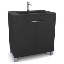 HD Paris Matt Black 80 álló mosdószekrény fényes króm elemekkel és matt fekete slim mosdóval