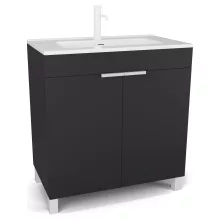 HD Paris Matt Black 80 álló mosdószekrény matt fehér elemekkel és fényes fehér slim mosdóval