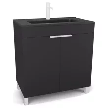 HD Paris Matt Black 80 álló mosdószekrény matt fehér elemekkel és matt fekete slim mosdóval